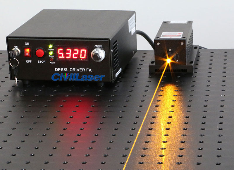 589nm dpss laser output power 200mW adjustable Yellow light source for scientific research